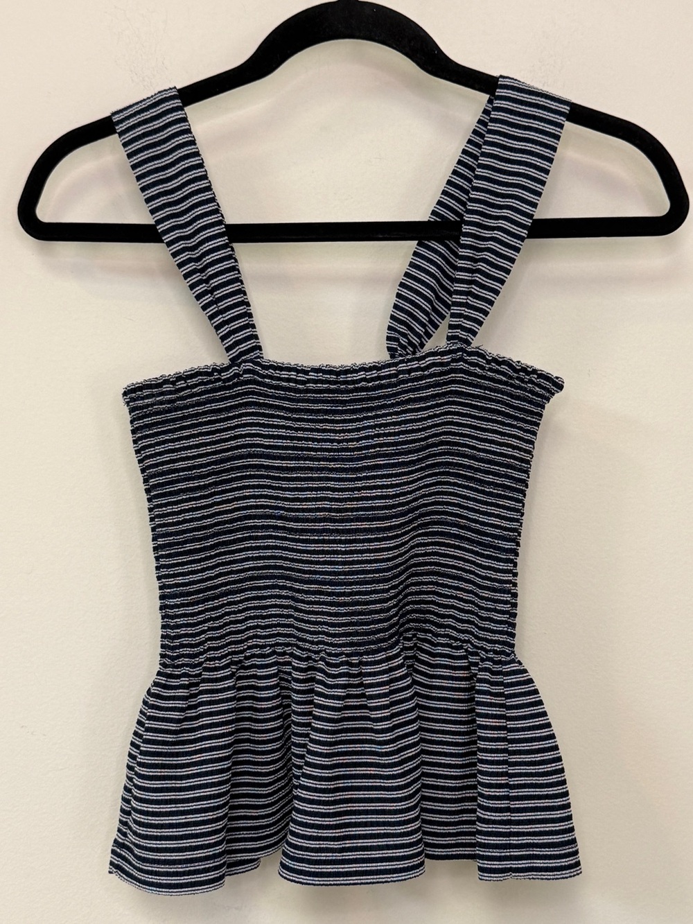 Texture & Thread by Madewell: Women's Navy / White Smocked Peplum Tank, Size. S